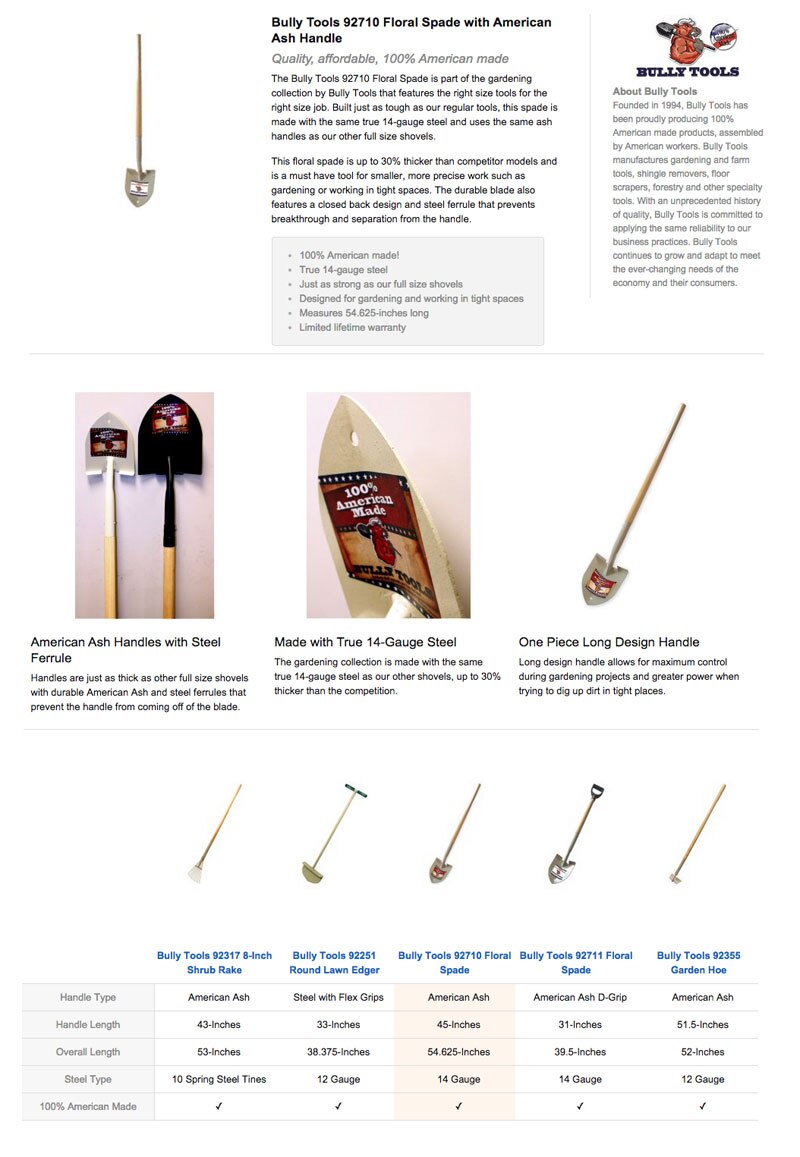 Bully Tools 14Gauge Floral Spade with Fiberglass Handle 92710